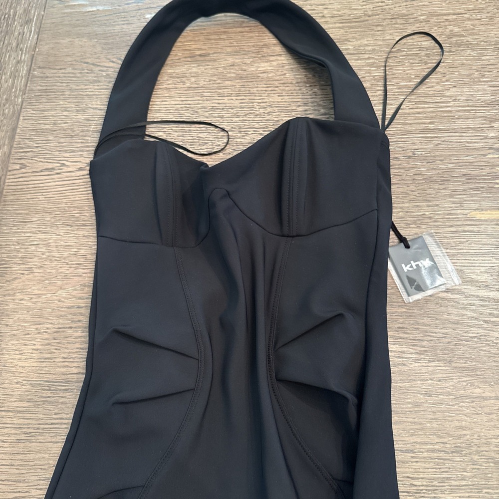 Khy x Dilara Findikoglu Fitted Halter Dress in Black XS KYLIE JENNER - Picture 6 of 13